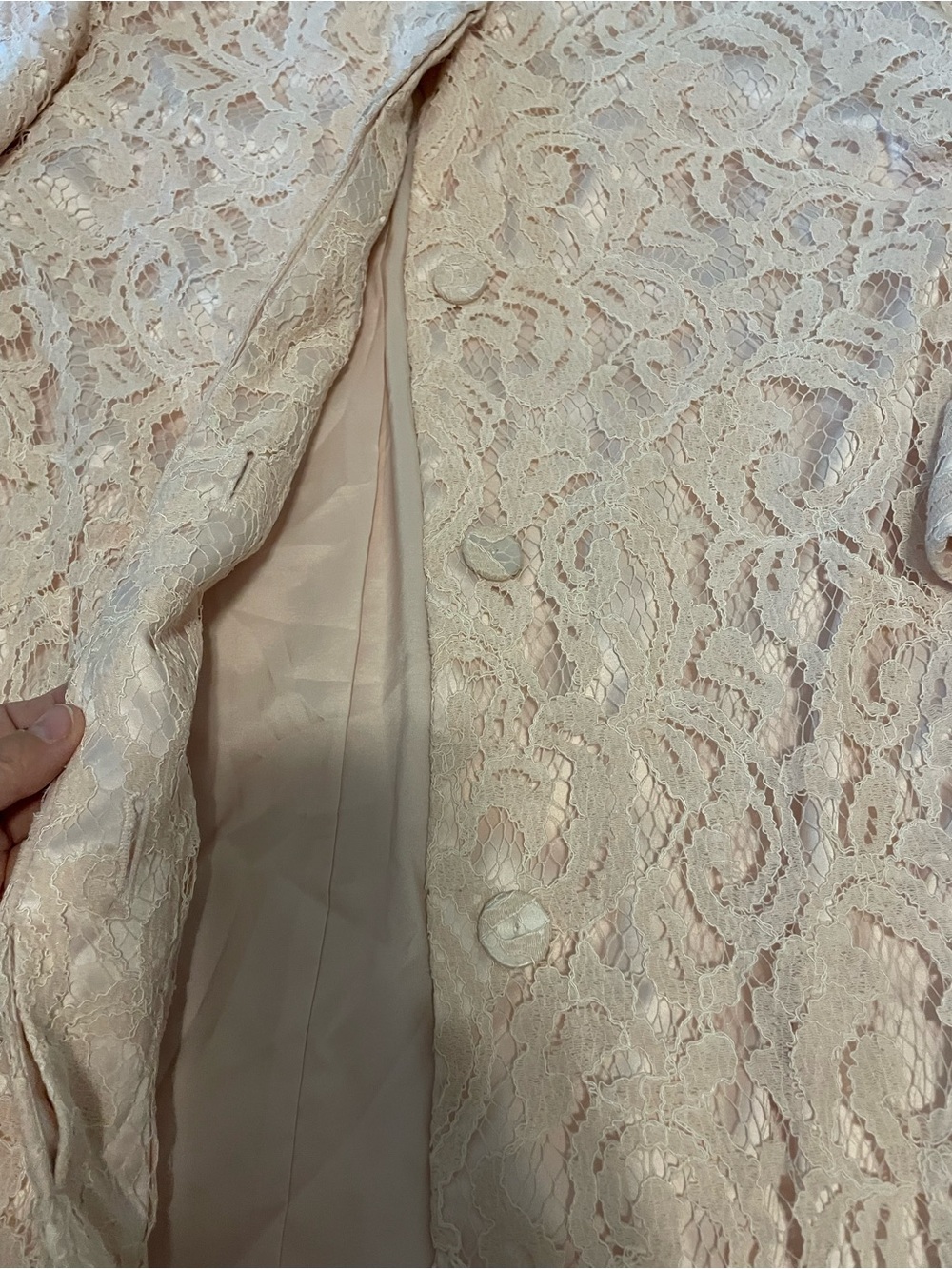Adrianna Papell vintage Pale Blush Lace Coat Dress - Picture 3 of 8